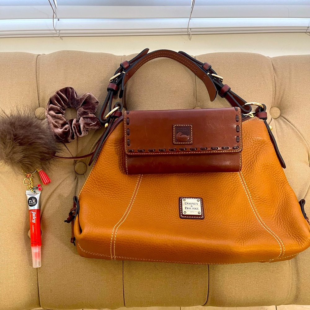 Dooney and Bourke purse and vintage wallet set keychain, lipgloss and scrunchie.